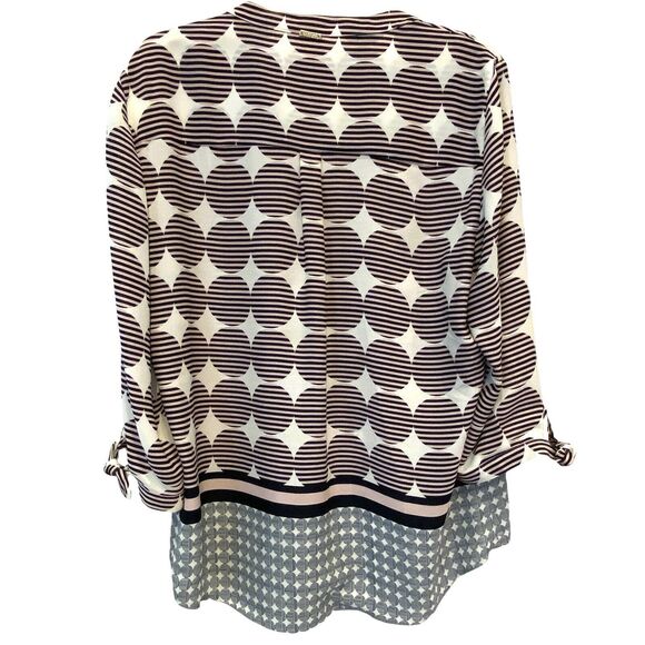 Ivanka Trump Blouse Women XL BowTie Cuff 3/4 Sleeve Travel Casual Tunic Top - Picture 2 of 12